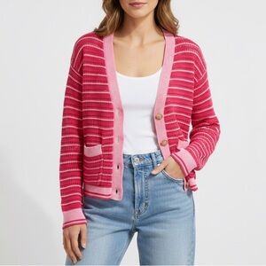 Beach Riot Vibrant Pink Striped Cardigan